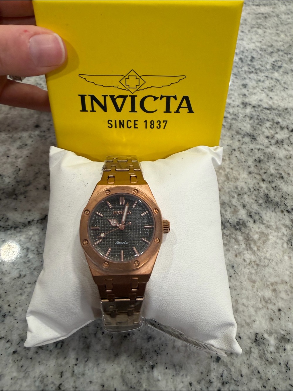Invicta Rose Woman’s Men's Stainless Steel Bracelet Watch with Dark Dial